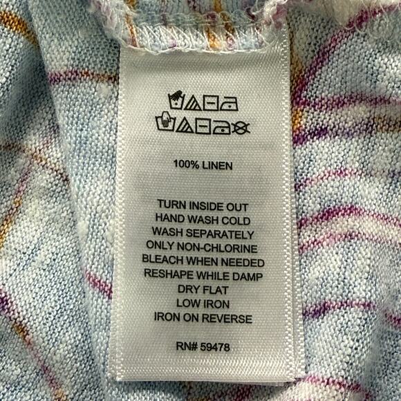 Cynthia Rowley Blue White Floral Linen Sleeveless Top Womens XL Shirt - Picture 6 of 7